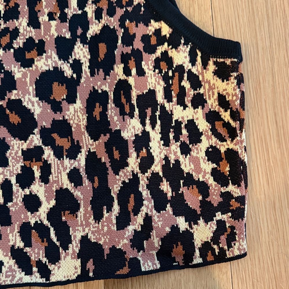 STAUD Leopard Jacquard Crop Tank - Black, Brown & Cream - Picture 5 of 5